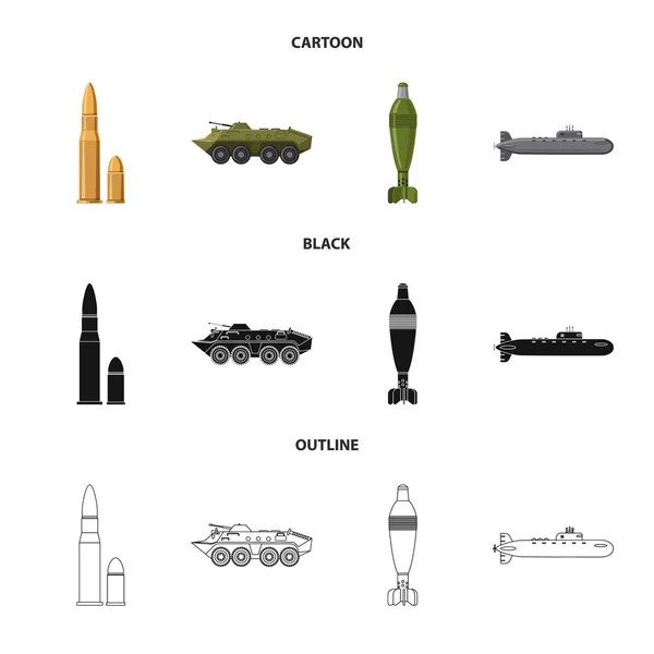 武器和火炮标志的矢量设计。武器和陆军股票矢量图集. — 图库矢量图片