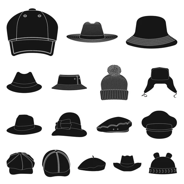 Ilustración vectorial del casco y el símbolo de la tapa. Conjunto de casco y accesorio símbolo de stock para web . — Vector de stock