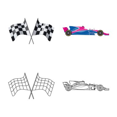 Araba ve ralli işareti yalıtılmış nesne. Araba ve yarış hisse senedi simgesi için web topluluğu.