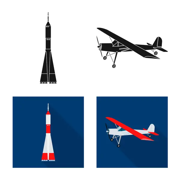 Geïsoleerde object van pictogram vliegtuig en vervoer. Collectie van vliegtuig en hemel voorraad vectorillustratie. — Stockvector