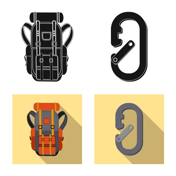 Vektorillustration des Bergsteigens und Gipfelsymbols. Set von Bergsteigen und Lagerbestand Symbol für Web. — Stockvektor