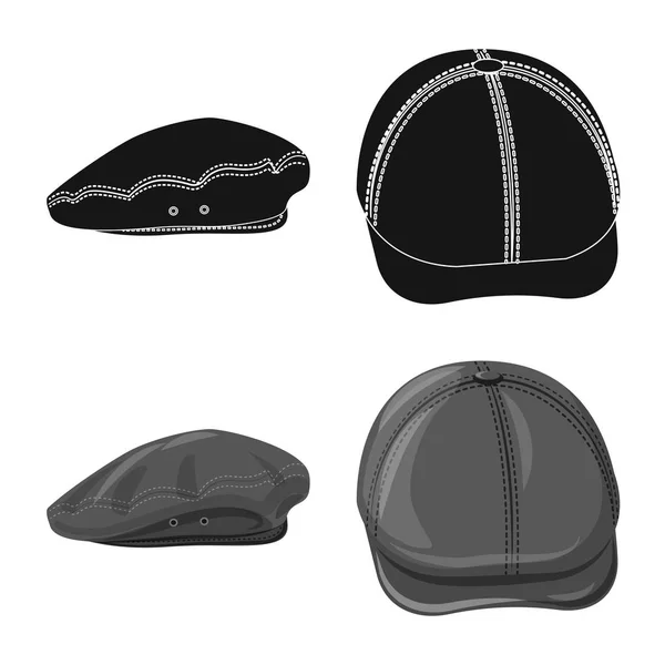 Diseño vectorial de la cabeza y el logotipo de la tapa. Conjunto de sombreros y accesorios stock vector ilustración . — Vector de stock
