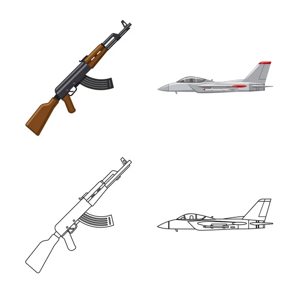 Vector design fegyver és fegyver logó. Gyűjtemény a fegyver és a hadsereg vektor ikon készlet. — Stock Vector