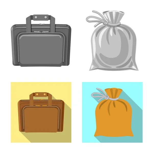 Objeto aislado de maleta y símbolo de equipaje. Colección de maleta e icono de vector de viaje para stock . — Vector de stock