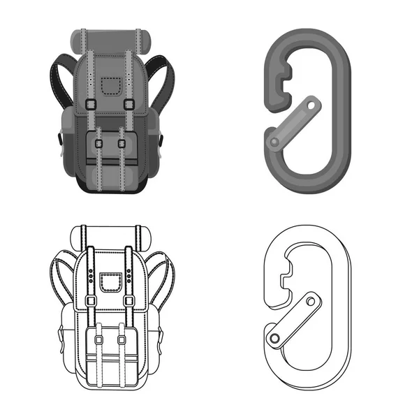 Vektordesign des Bergsteigens und Gipfelsymbols. Sammlung von Bergsteigen und Lagersymbolen für das Web. — Stockvektor