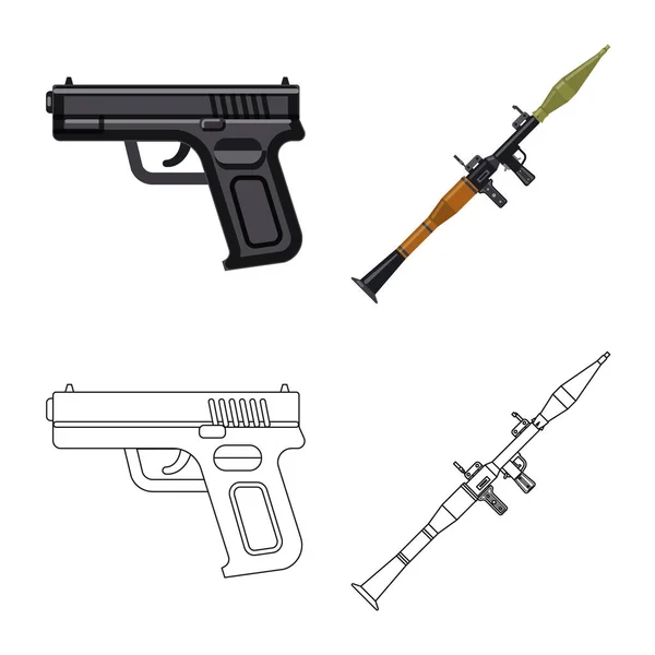 Vector design of weapon and gun symbol. Collection of weapon and army stock vector illustration. — Stock Vector
