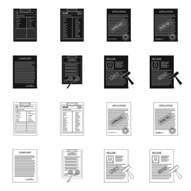 Form ve belge logosu yalıtılmış nesne. Hisse senedi için formu ve mark vektör simge topluluğu.