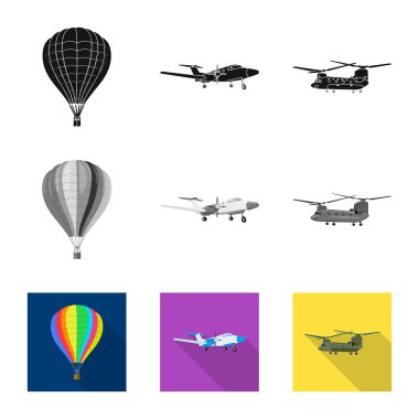 Uçak ve taşıma simge vektör Illustration. Uçak ve gökyüzü hisse senedi vektör çizim topluluğu.