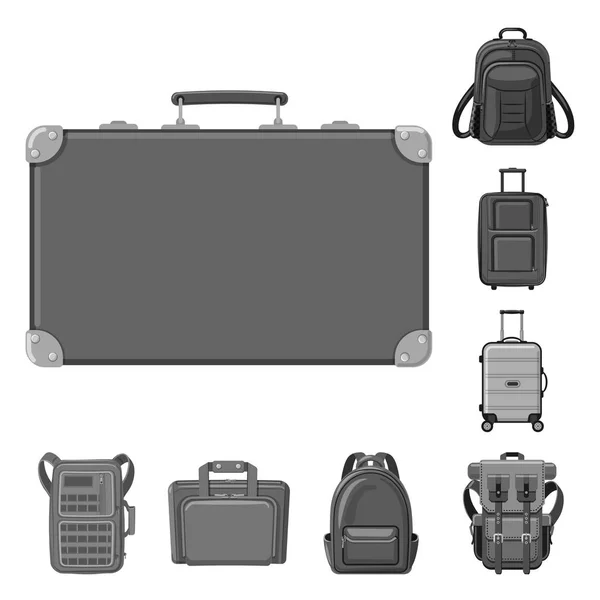 Illustrazione vettoriale della valigia e del logo dei bagagli. Set di valigie e icone vettoriali di viaggio per magazzino . — Vettoriale Stock