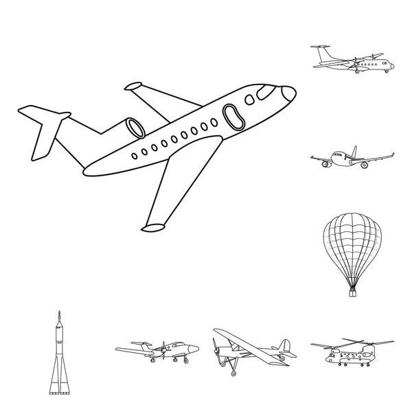 Bir uçak ve taşıma işaret tasarım vektör. Uçak ve gökyüzü hisse senedi vektör çizim topluluğu. — Stok Vektör