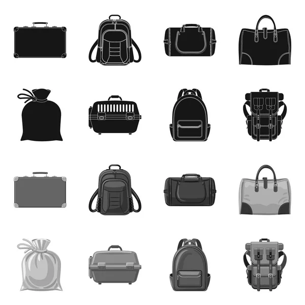 Objet isolé de valise et icône de bagage. Ensemble de valise et symbole de stock de voyage pour le web . — Image vectorielle
