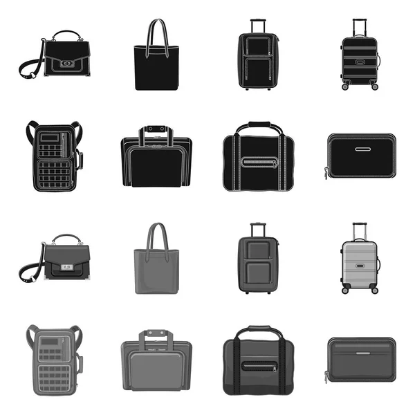 가방과 수하물 상징의 고립 된 개체입니다. 가방 및 여행 주식 벡터 일러스트 레이 션의 컬렉션. — 스톡 벡터