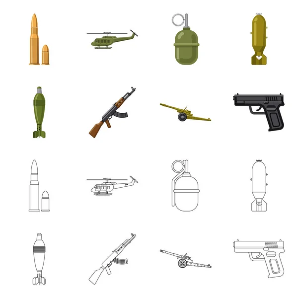 Ilustración vectorial del arma y el icono del arma. Colección de armas y ejército stock vector ilustración . — Vector de stock