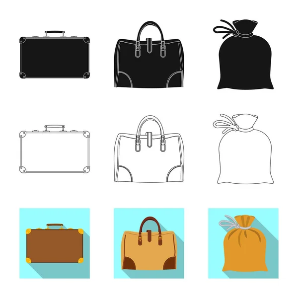 Diseño vectorial del icono de maleta y equipaje. Colección de maletas y símbolos de viaje para web . — Archivo Imágenes Vectoriales