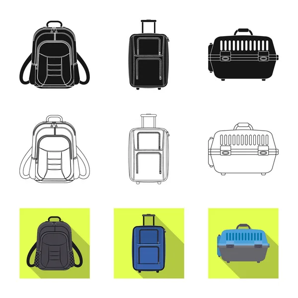 Objeto aislado de maleta e icono de equipaje. Colección de maletas y símbolos de viaje para web . — Vector de stock