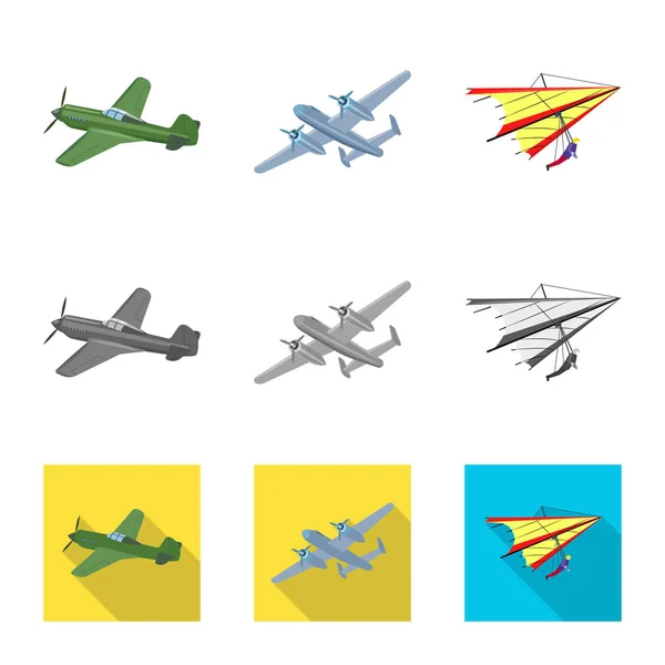 Illustration vectorielle du logo avion et transport. Ensemble d'illustration vectorielle plan et ciel . — Image vectorielle