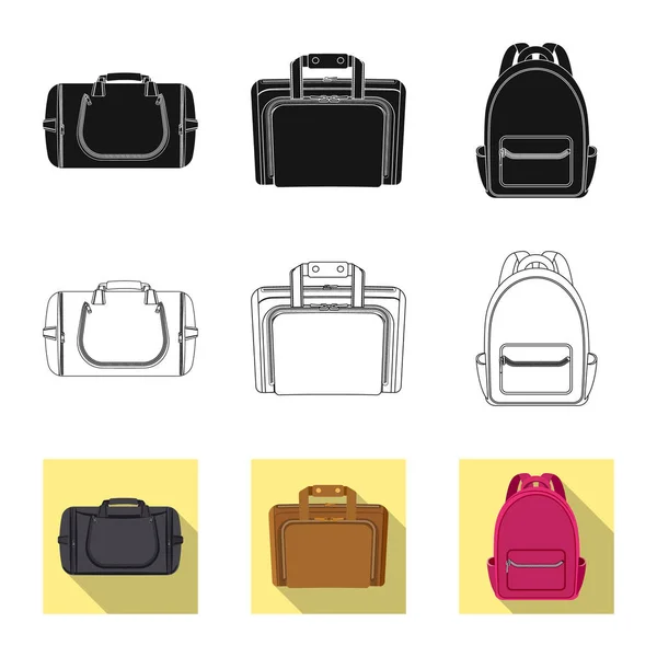 Vector ontwerp van pictogram koffer en bagage. Set van pictogram in de koffer en reis de vector voor voorraad. — Stockvector