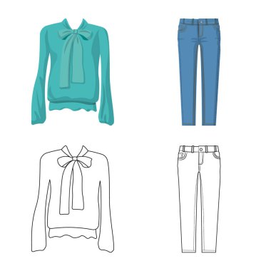 Kadın ve giyim işareti vektör tasarımı. Kadın ve giyim hisse senedi vektör çizim topluluğu.