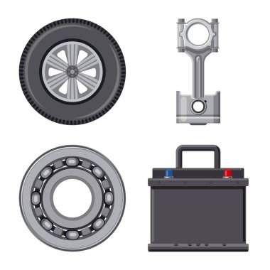 Otomatik ve bölümü simge vektör çizim. Hisse senedi için oto, araba vektör simge kümesi.
