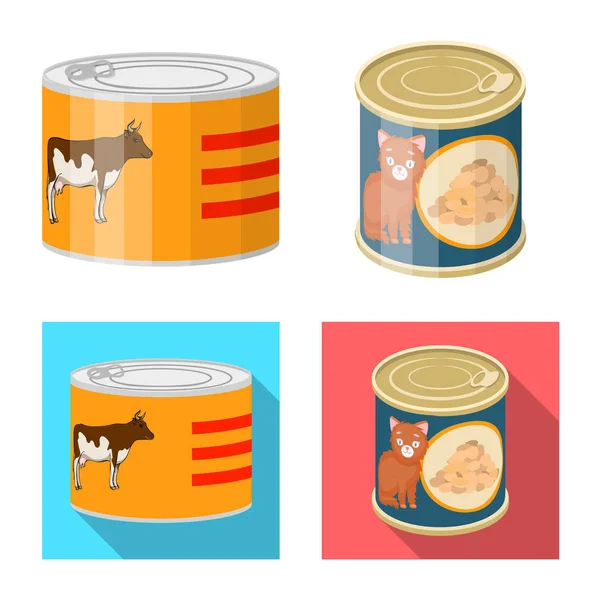 Diseño vectorial de lata y logotipo de alimentos. Colección de lata y paquete icono vectorial para stock . — Vector de stock