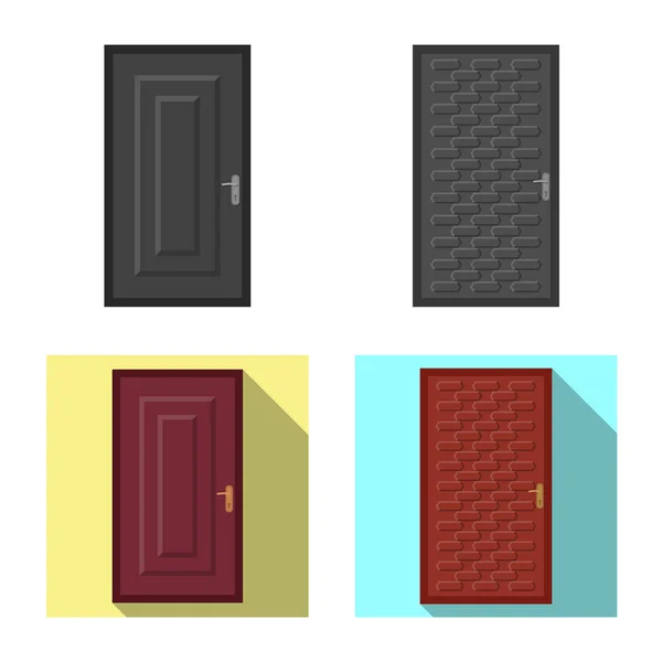 Απομονωμένο αντικείμενο του λογότυπου πορτών και προσόψεων. Συλλογή της πόρτας και ξύλινα σύμβολο μετοχής για το web. — Διανυσματικό Αρχείο