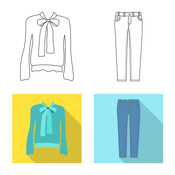 Vector ontwerp van vrouw en kleding teken. Set van vrouw en dragen van vector pictogram voor voorraad. — Stockvector