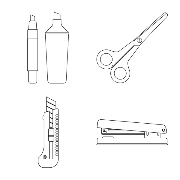 Conception vectorielle de bureau et icône d'approvisionnement. Ensemble d'icône vectorielle de bureau et d'école pour stock . — Image vectorielle