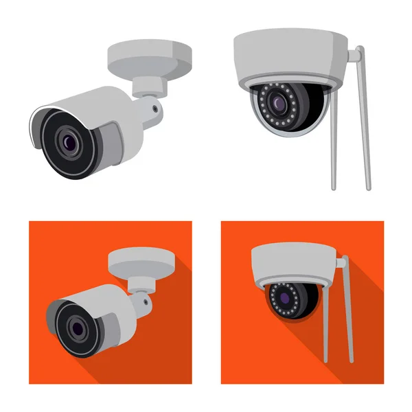 Isoliertes Objekt von cctv und Kamera-Symbol. Sammlung von cctv und system stock symbol für web. — Stockvektor