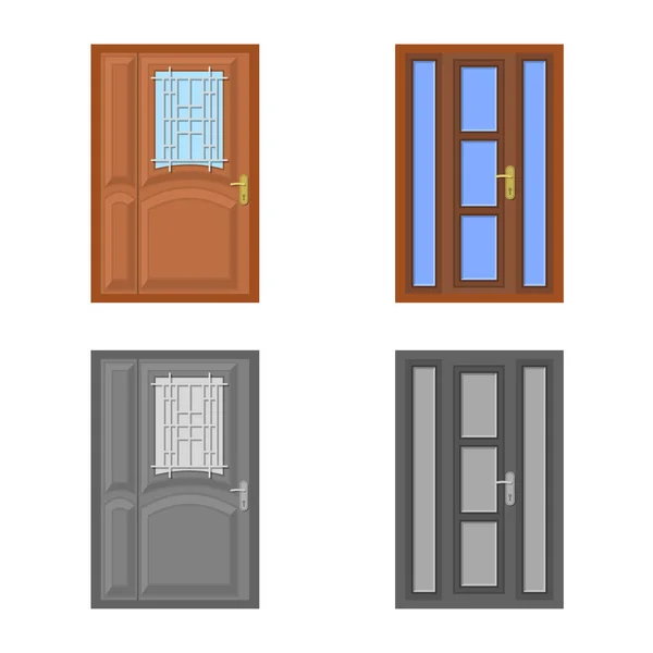 Векторный дизайн двери и переднего символа. Набор дверных и деревянных векторных значков для склада . — стоковый вектор