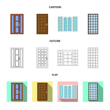 Kapı ve ön simge vektör tasarımı. Kapı ve ahşap stok vektör çizim koleksiyonu.