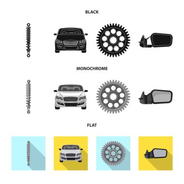 Otomatik ve bölümü logo vektör Illustration. Hisse senedi için oto, araba vektör simge kümesi.