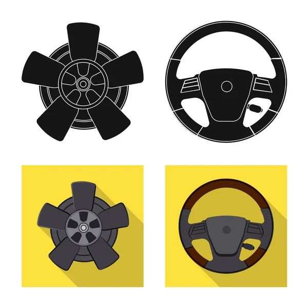 Vektorillustration von Auto- und Teilezeichen. Set von Auto-und Auto-Aktiensymbol für das Web. — Stockvektor