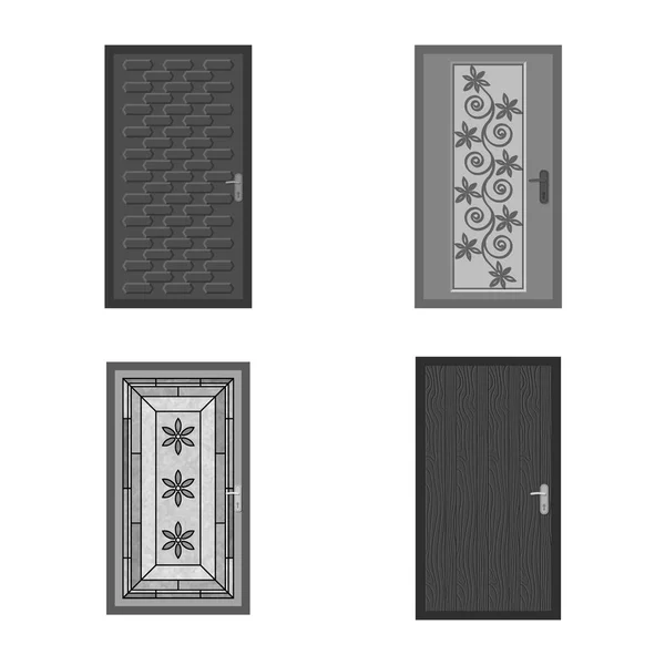 Векторный дизайн двери и переднего логотипа. Набор дверных и деревянных векторных значков для склада . — стоковый вектор