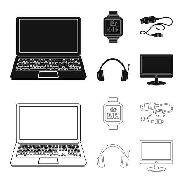 Objet isolé de l'ordinateur portable et le symbole de l'appareil. Ensemble d'icône vectorielle pour ordinateur portable et serveur pour stock . — Image vectorielle