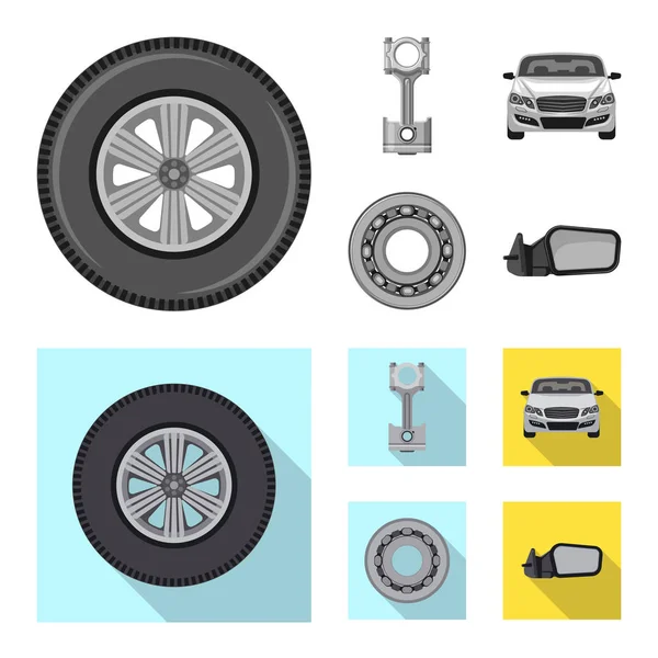 Ilustración vectorial de auto y parte icono. Colección de auto y coche icono vectorial para stock . — Vector de stock