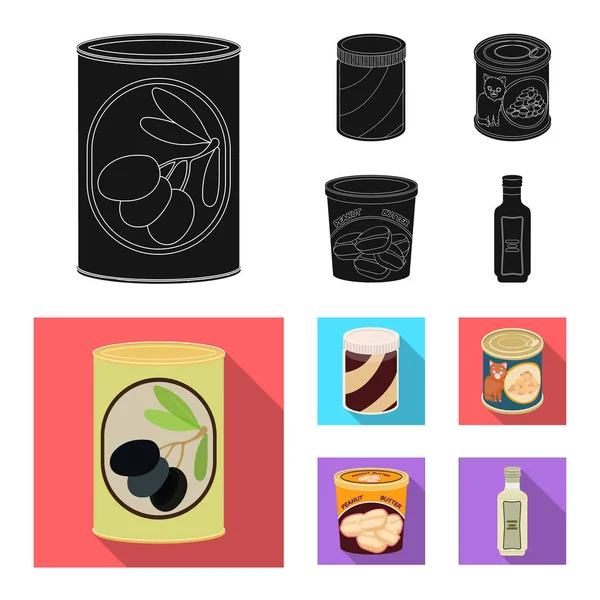 Projeto vetorial de lata e sinal de comida. Coleção de lata e pacote de símbolo de estoque para web . — Vetor de Stock