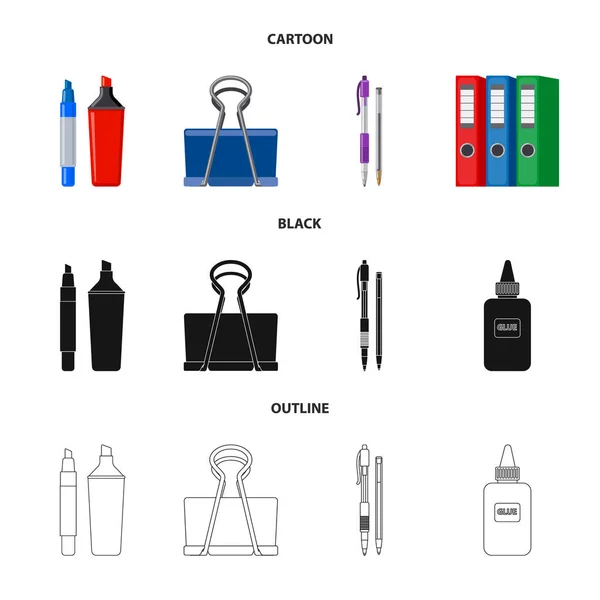 Objeto aislado de oficina y señal de suministro. Conjunto de icono de vector de oficina y escuela para stock . — Vector de stock