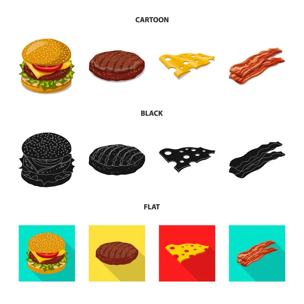 Vektor-Illustration von Burger und Sandwich-Zeichen. Set von Burger und Slice Stock Vektor Illustration. — Stockvektor