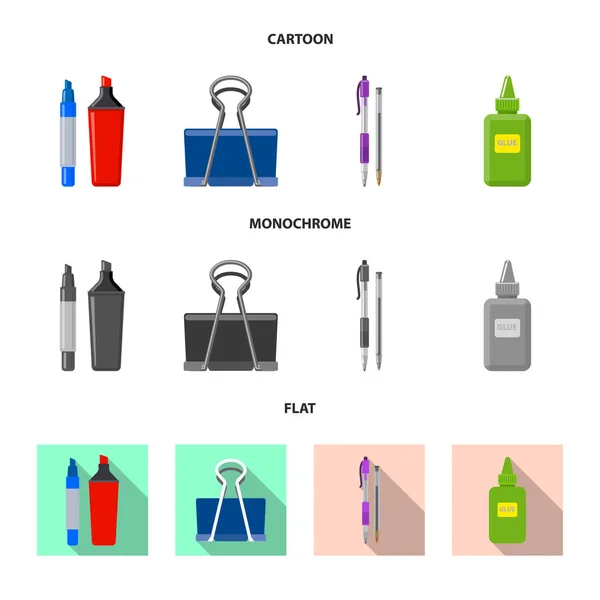 Vektoros illusztráció office és ellátási szimbólum. Irodai és iskolai vektor ikon-készletek beállítása. — Stock Vector