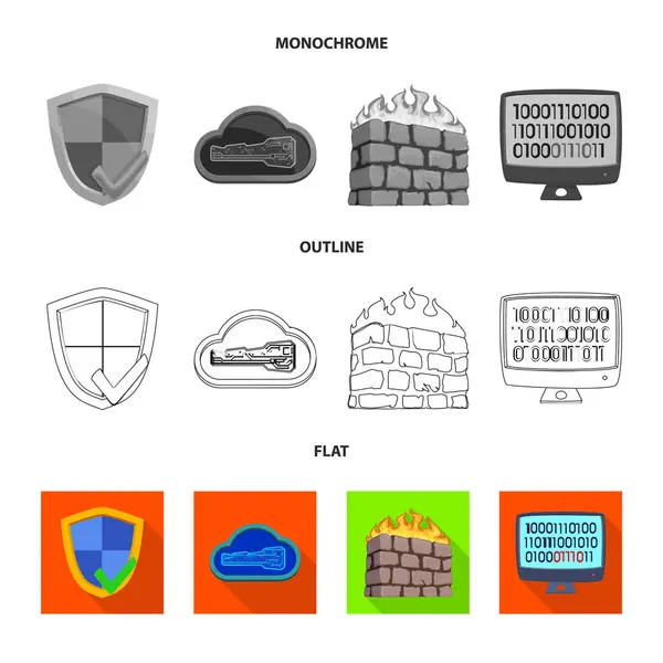 Objet isolé du virus et signe sécurisé. Ensemble de virus et icône de cyber vecteur pour le stock . — Image vectorielle