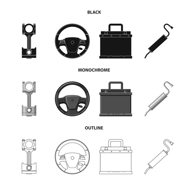 Vektorillustration av auto och en del symbol. Samling av auto och bil vektor ikonen för lager. — Stock vektor