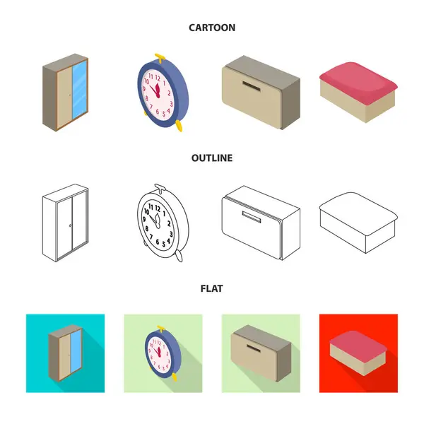 卧室和房间图标的矢量插图。一套卧室和家具矢量图标股票. — 图库矢量图片