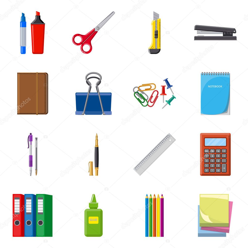 Isolated object of office and supply sign. Set of office and school stock symbol for web.
