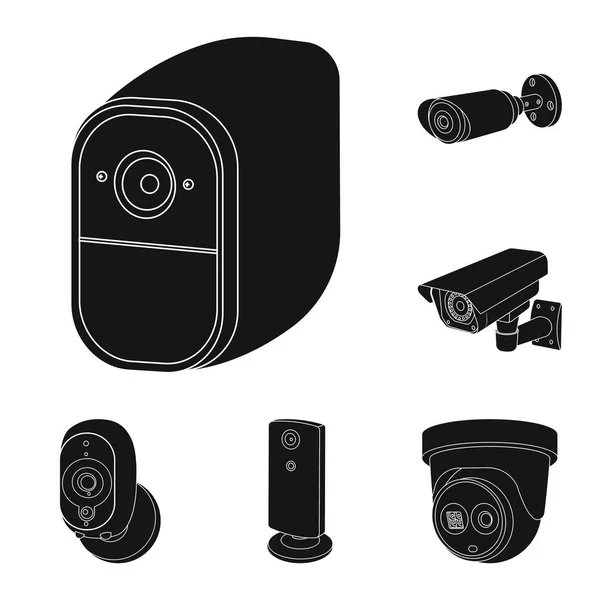 Objeto isolado de cctv e sinal de câmera. Conjunto de cctv e sistema de símbolo de estoque para web . — Vetor de Stock