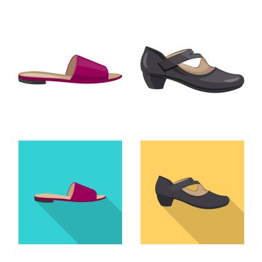 Vektör tasarım ayakkabı ve kadın sembolü. Ayakkabı ve ayak hisse senedi vektör çizim topluluğu.