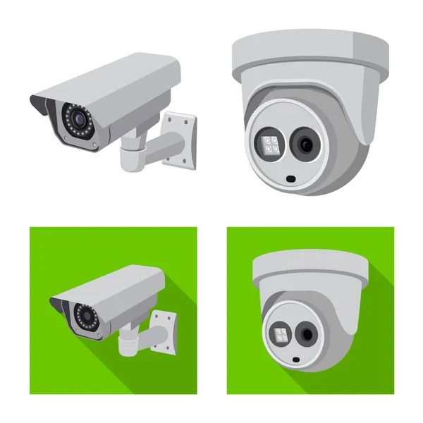 Diseño vectorial de cctv y signo de cámara. Conjunto de cctv y vector de sistema icono para stock . — Vector de stock