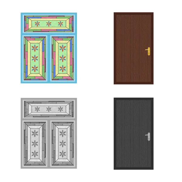 Векторний дизайн дверей і переднього символу. Колекція дверних і дерев'яних векторних значків для складів . — стоковий вектор