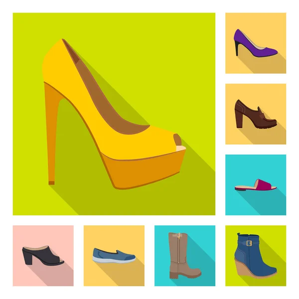 Vector illustration of footwear and woman sign. Collection of footwear and foot vector icon for stock. — Stock Vector