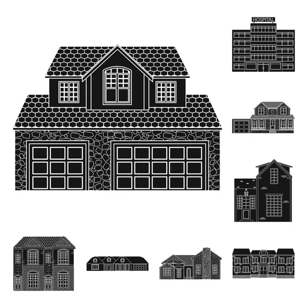 Conception vectorielle du bâtiment et panneau avant. Collection d'icône vectorielle de bâtiment et de toit pour stock . — Image vectorielle