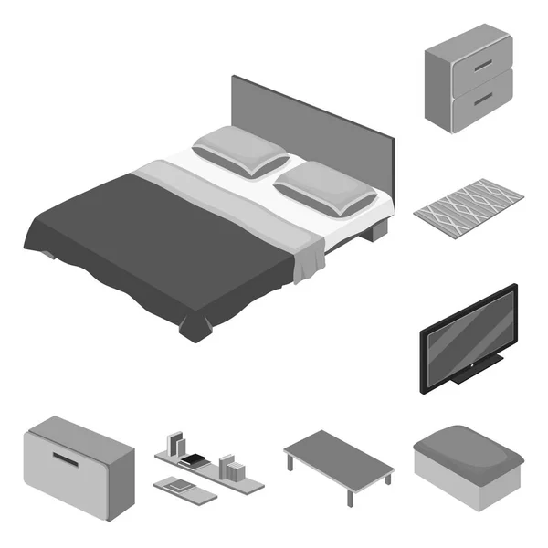 Isolerade objekt av ikonen sovrum och rum. Samling av sovrum och möbler vektor ikonen för lager. — Stock vektor